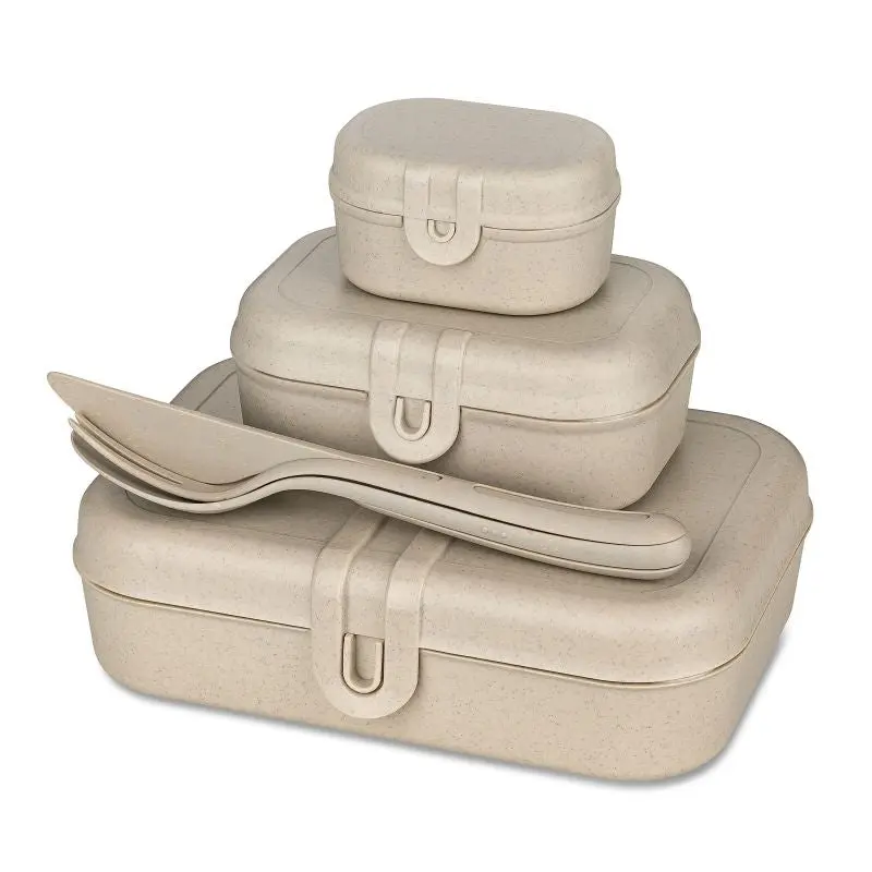 PASCAL READY Lunchbox Set with Cutlery - Nature Desert Sand, Complete, Durable Meal Kit