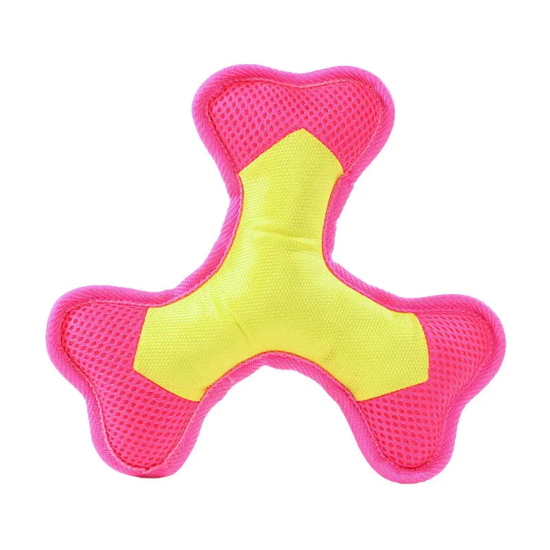 MiniFeet Hunde Wurfspiel Dreier-Disk, Gelb & Pink, Robust & Sicher