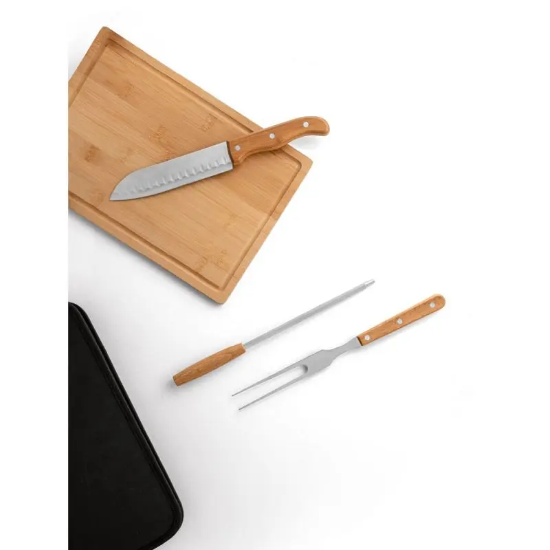 FLARE 5-tlg. Premium Grillbesteck aus Holz und Edelstahl - Schwarz