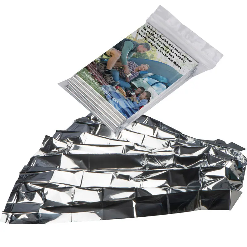 Isolierdecke aus Aluminium in einem Pouch - Praktische silbergraue Notfalldecke