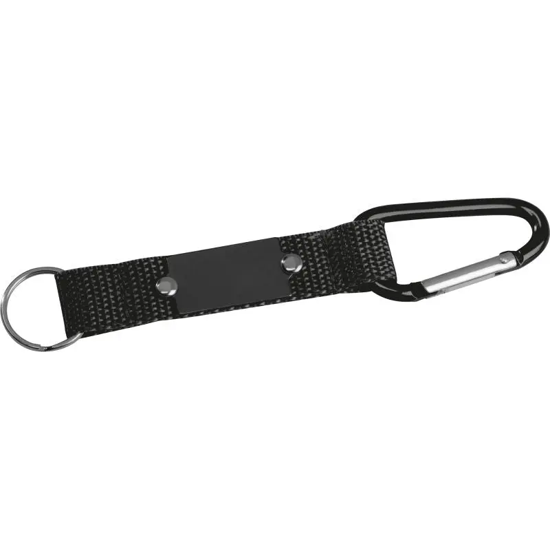 Metallener Schlüsselanhänger mit Karabiner & Plättchen in Schwarz – Elegant & Praktisch