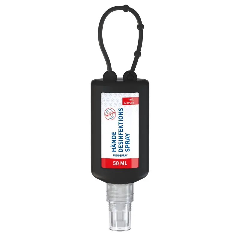 Elegantes Schwarzes Hand-Desinfektionsspray 50ml - DIN EN 1500 Bumper