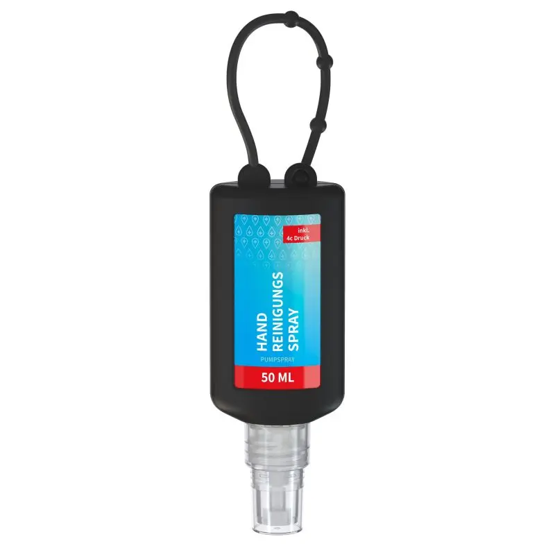 50 ml Elite-Handreinigungsspray mit Alkohol - Body Label - Tiefschwarz