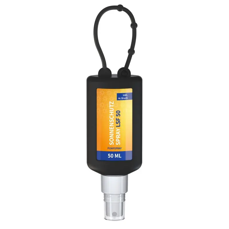 50ml Schutzschild – Sonnenblock-Spray SPF 30 – Körperetikett in Schwarz