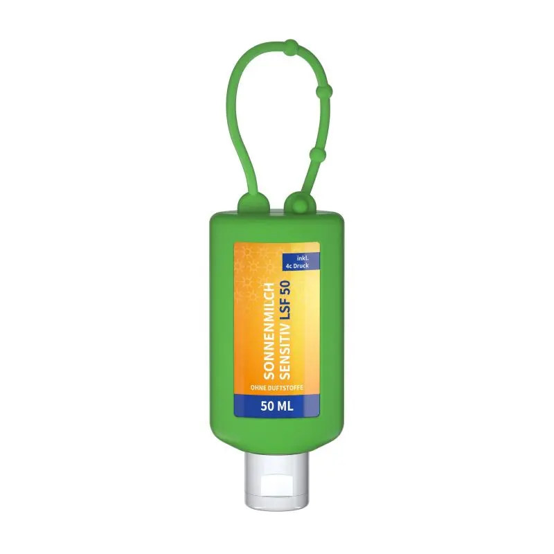 Body Label Natürliche Sonnenmilch, 50 ml, LSF 50, Sensitive Schutz, Grün