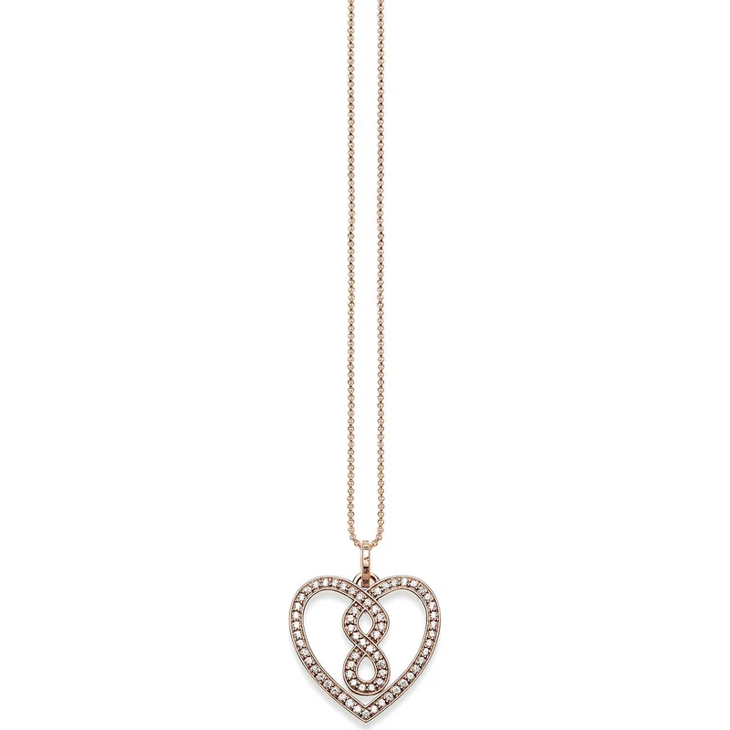 THOMAS SABO Damen Halskette mit Anhänger Infinity Herz Pavé Roségold KE1497-416-14-L45V