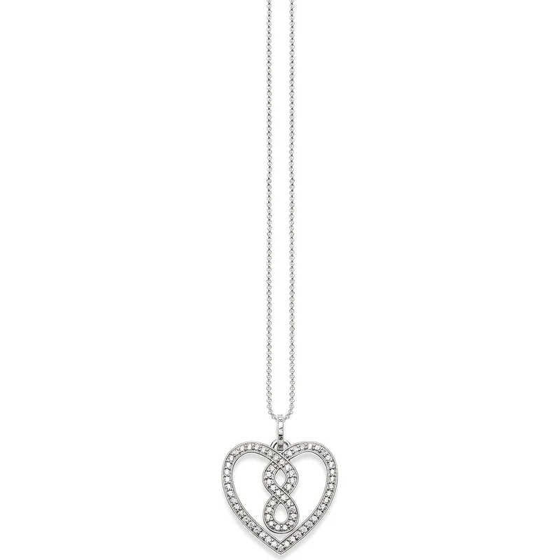 THOMAS SABO Damen Halskette mit Anhänger Infinity Herz Pavé Silber KE1497-051-14-L45V