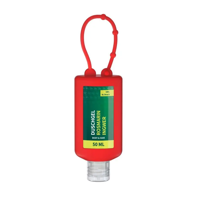 50 ml Reinigendes Handgel mit Alkohol - Body Label - Signalfarbe Rot