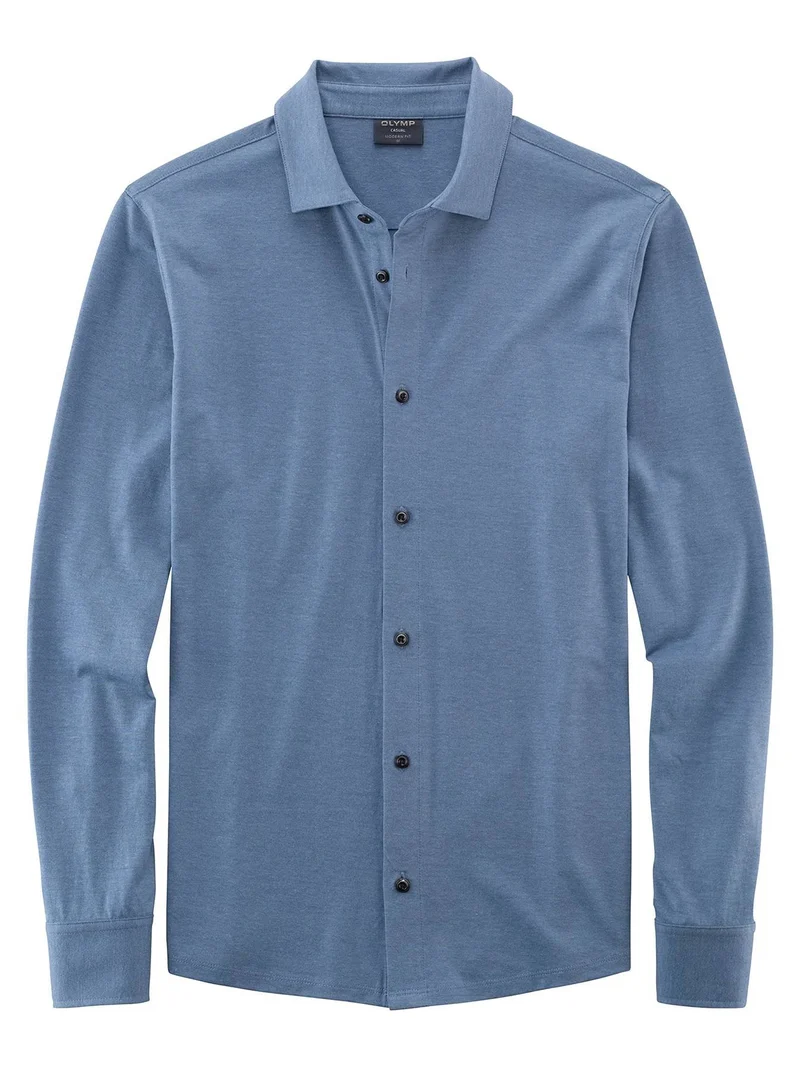 OLYMP Herren Freizeithemd Langarm Polo,Uni,modern fit