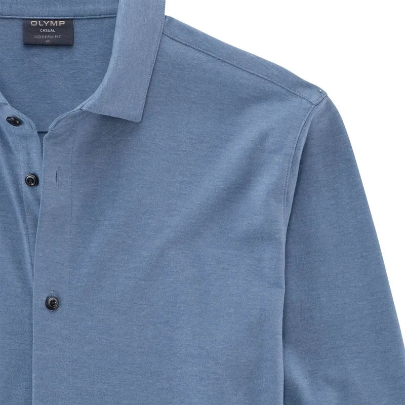 OLYMP Herren Freizeithemd Langarm Polo,Uni,modern fit