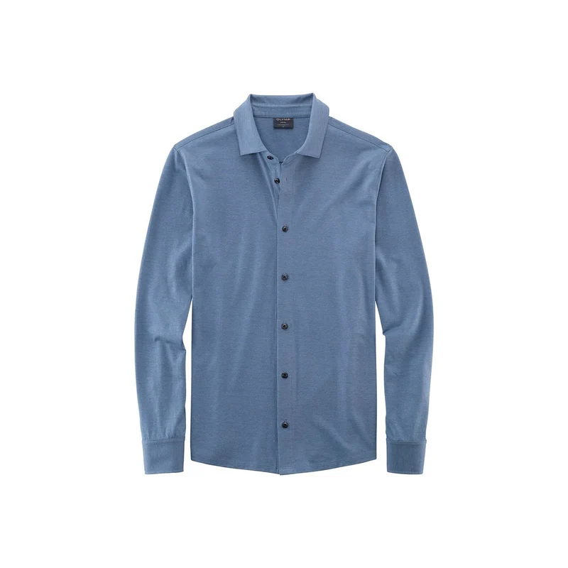 OLYMP Herren Freizeithemd Langarm Polo,Uni,modern fit