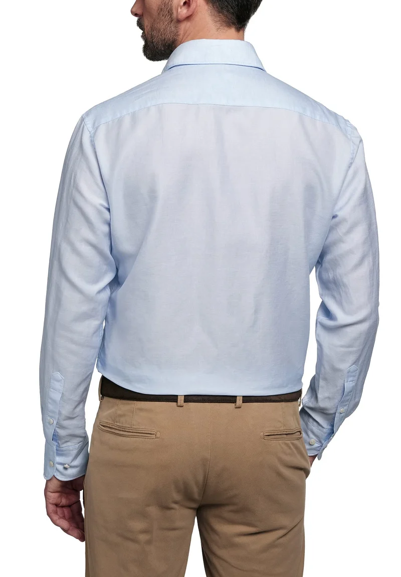 eterna Langarm Hemd Modern Fit Leinen Hellblau