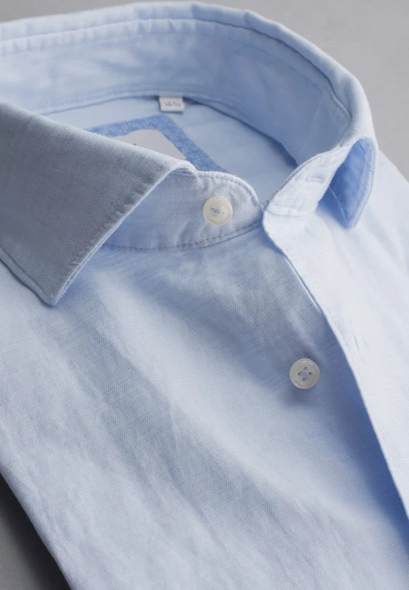 eterna Langarm Hemd Modern Fit Leinen Hellblau