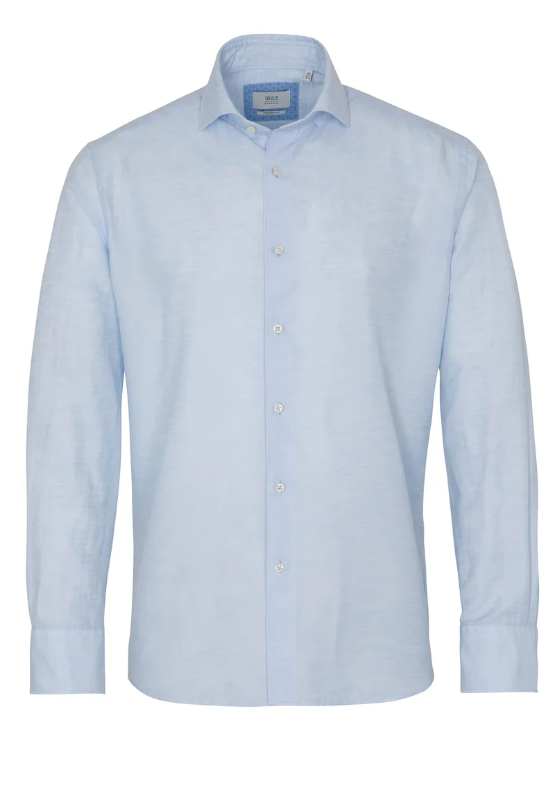 eterna Langarm Hemd Modern Fit Leinen Hellblau