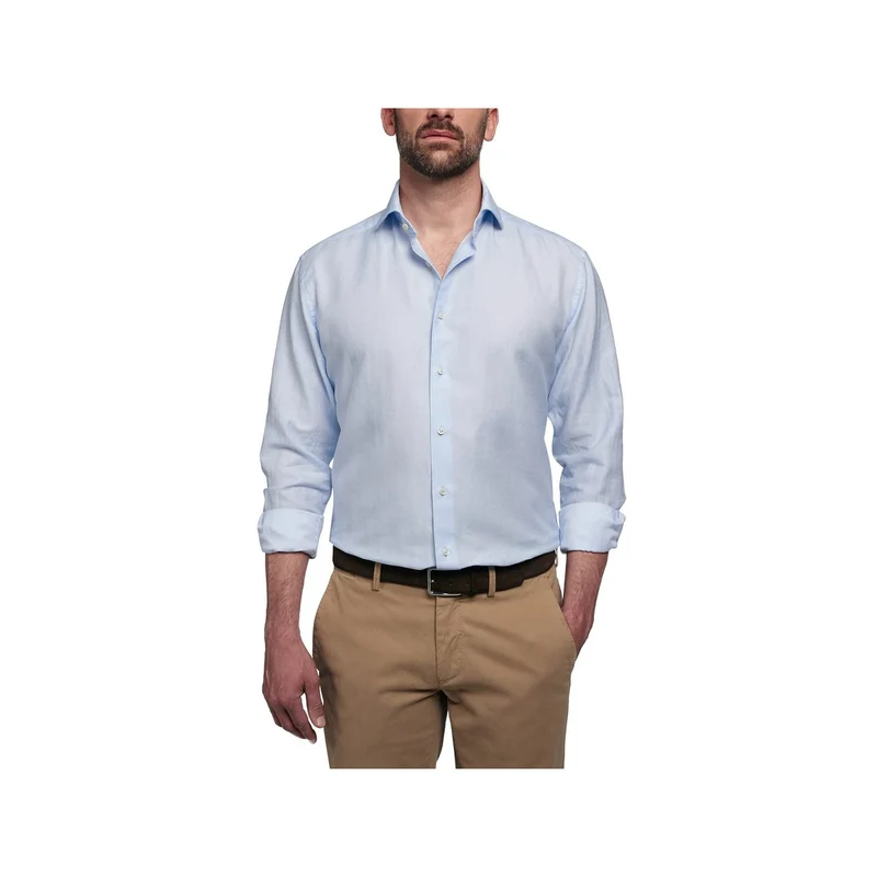 eterna Langarm Hemd Modern Fit Leinen Hellblau