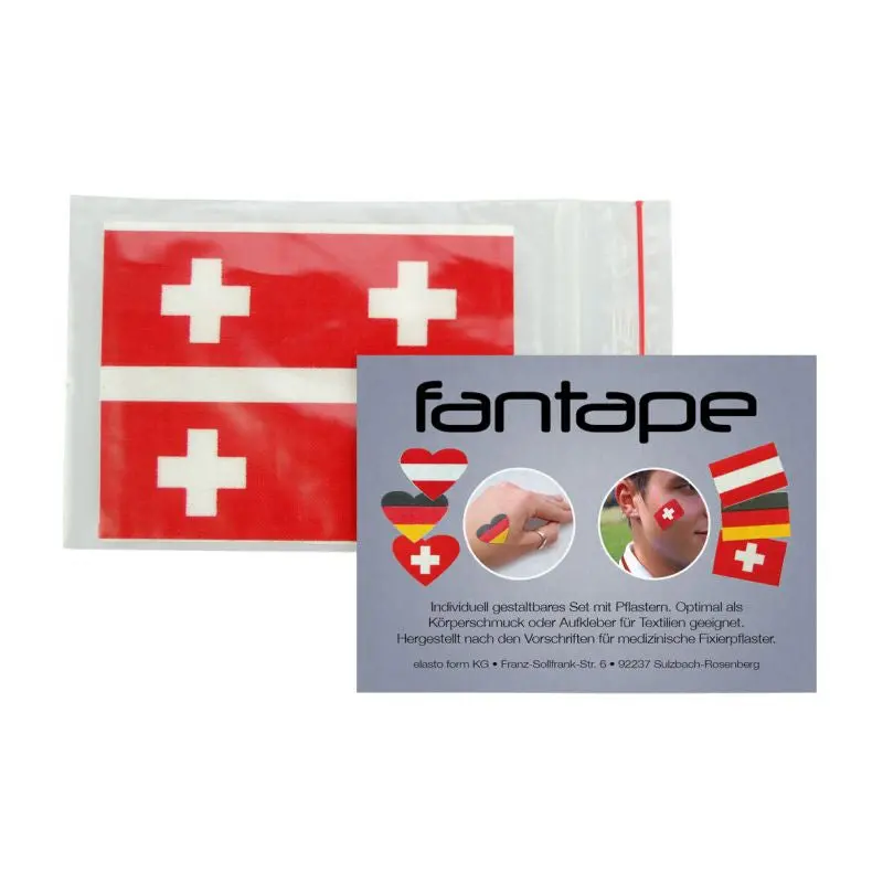 Fantape Rechteck 4er-Set Schweiz – Unterstütze die Schweiz in Rot und Weiß