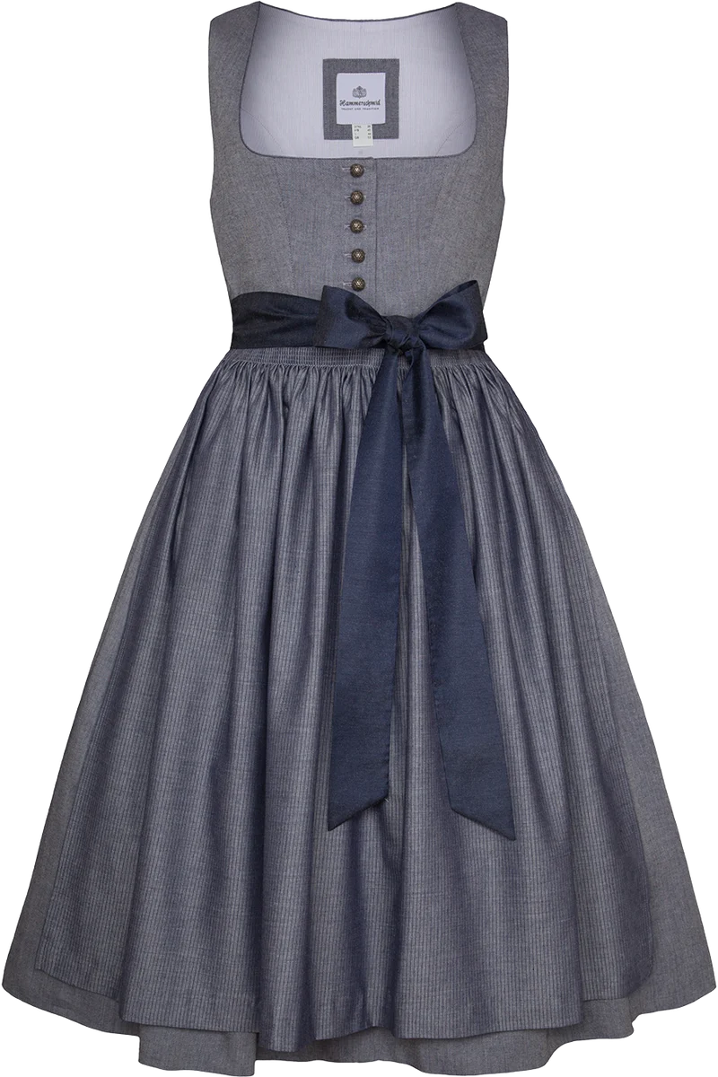 Midi-Dirndl mit eckigem Ausschnitt und Knöpfen