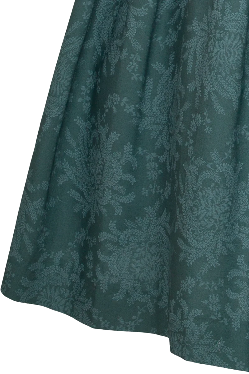 Midi-Samtdirndl mit eckigem Ausschnitt und Knöpfe