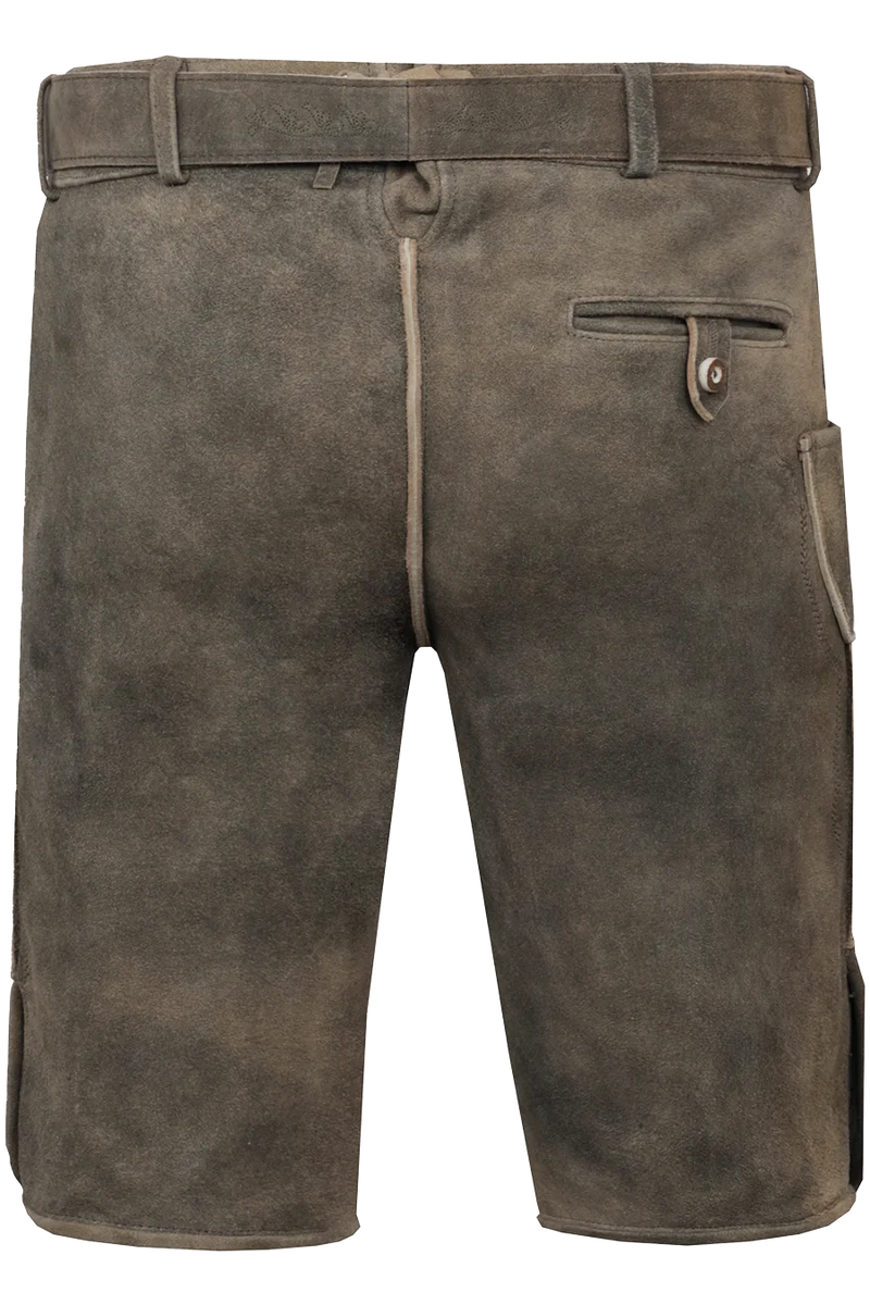 Herren Lederhose kurz mit Stickerei und Gürtel