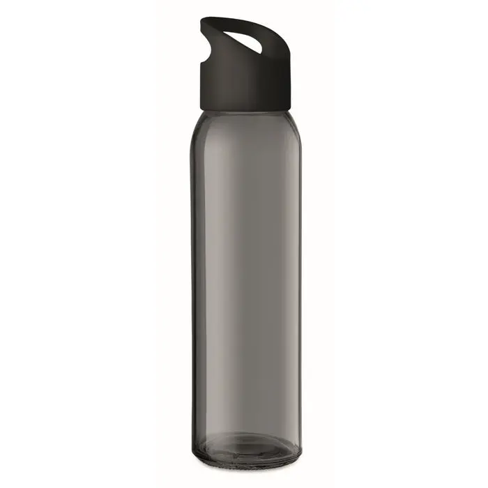 PRAGA Schwarze Glas-Trinkflasche, 470 ml, Modern & Stylisch