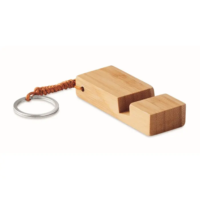 TRINEU Schlüsselring mit Halter - Holzoptik
