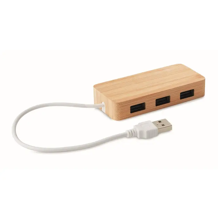 3-fach USB 2.0 Hub aus Bambus von VINA – Ökologischer Holz-Anschluss