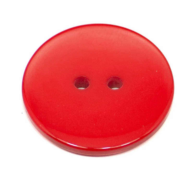 Flacher Knopf Hell Rot 2-Loch – Kunststoffknopf KRO-150