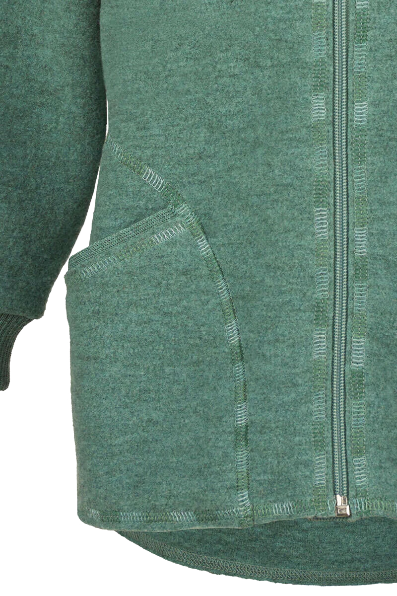 Baby- und Kleinkindjacke mit Reißverschluss und Kapuze aus Bio-Schurwolle