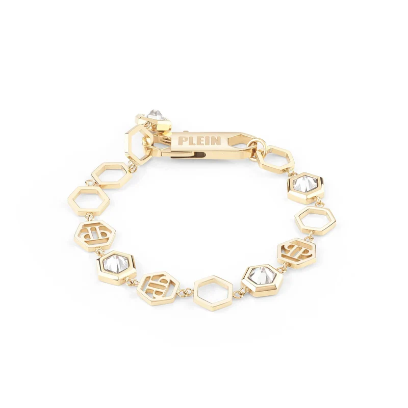 Philipp Plein Damen Armband Edelstahl IP Gold Hexagon