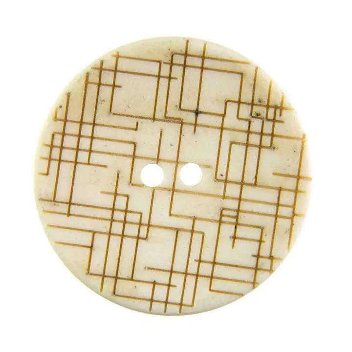 Designer-Knopf goldenem Lasermuster KN-23 – Kunststoff, Creme