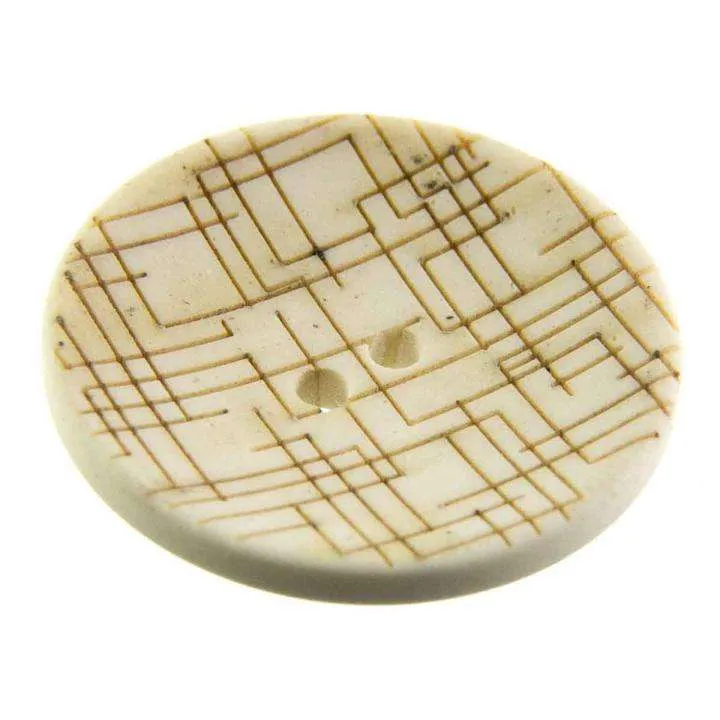 Designer-Knopf goldenem Lasermuster KN-23 – Kunststoff, Creme