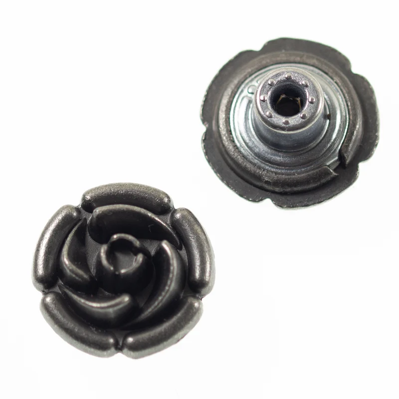 Jeansknopf Rose Altsilberfarben – Metallknopf NJ-33