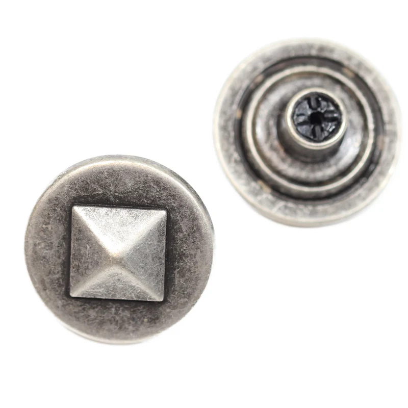 Jeansknopf Pyramide Altsilber – Metallknopf NJ-67