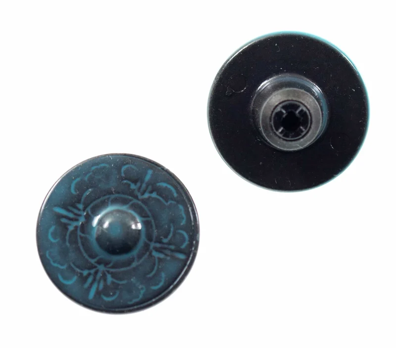 Jeansknopf Trachten Muster Blau Türkis – Metallknopf NJ-56