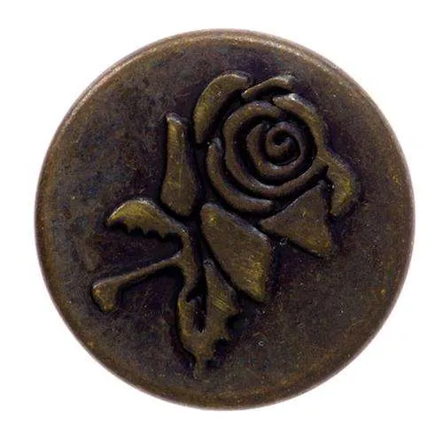 Jeansknopf Rosenmotiv Messingfarben – Metallknopf NJ-12