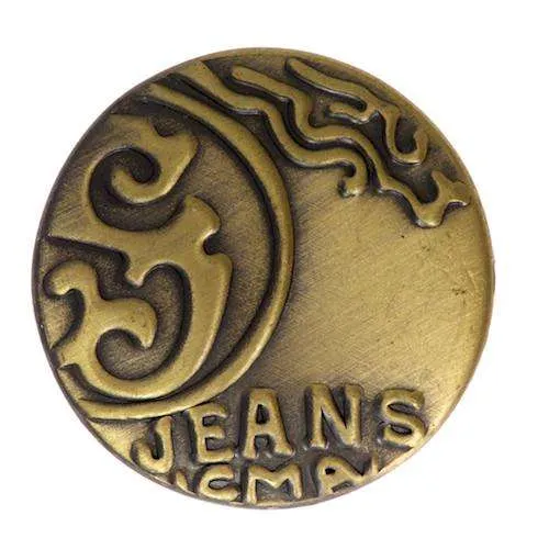 Jeansknopf Ornamentmuster Altgoldfarben – Metallknopf NJ-3