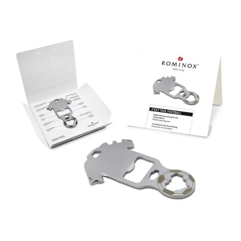Vielseitiges ROMINOX Key Tool Football - kompaktes Multifunktionswerkzeug mit 18 Funktionen