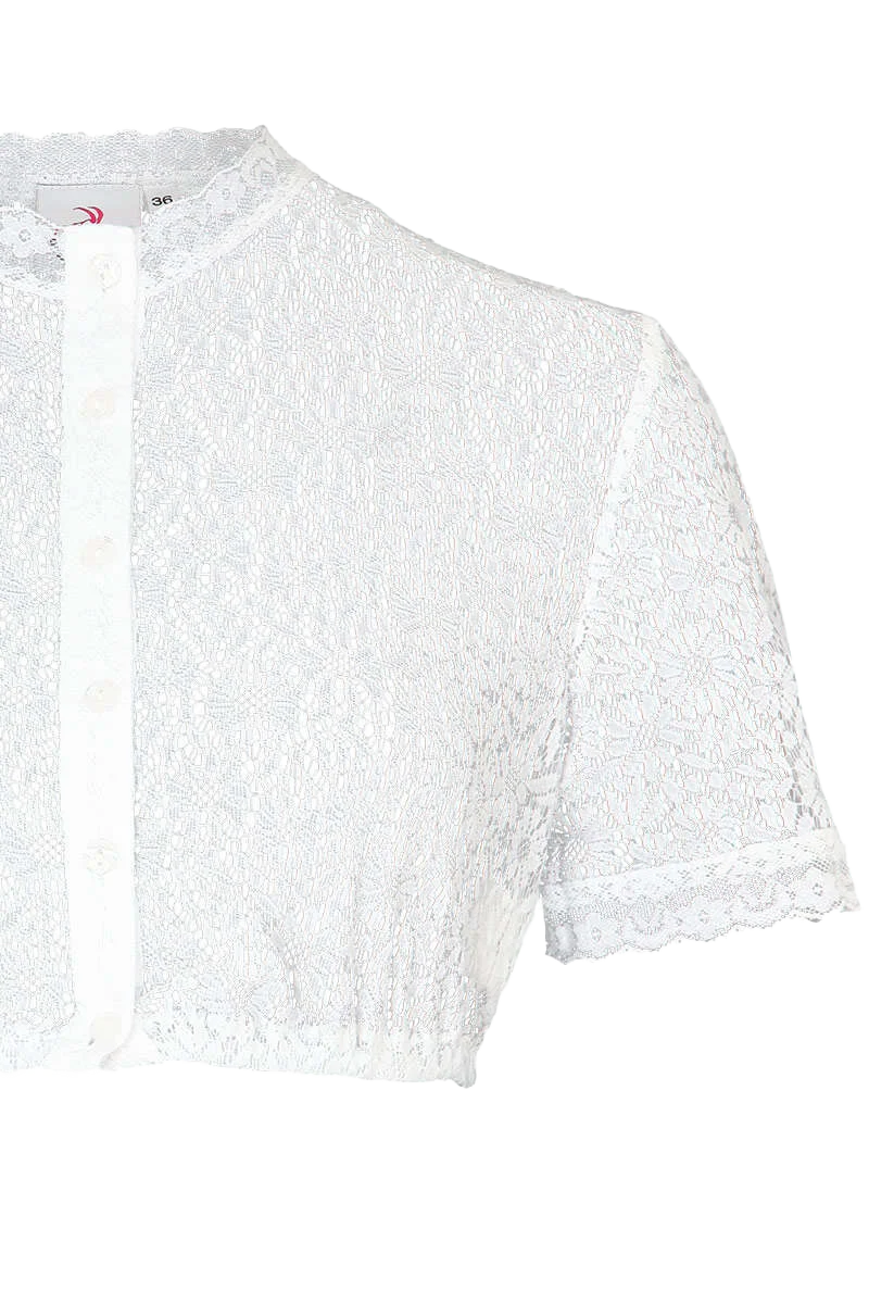 Dirndlbluse Spitze hochgeschlossen Kurzarm