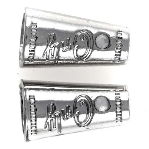 Kordelenden mit Strasssteinchen Silberfarben – Metallkordelstopper KOE-15