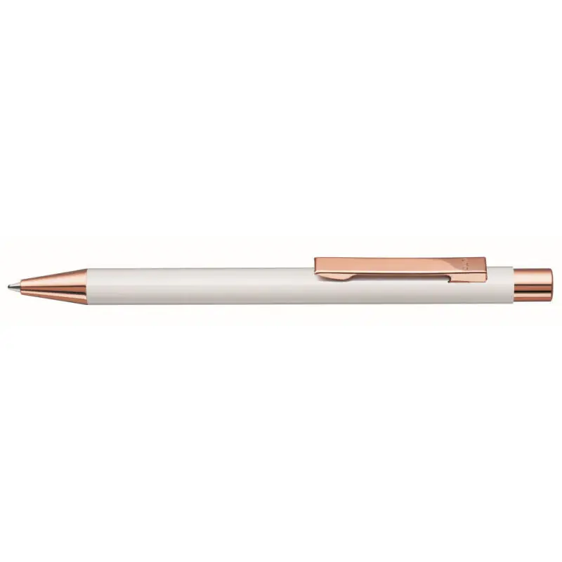 Geradliniger Ro-Go-Druckkugelschreiber, Weiß - Ergonomischer, langlebiger Retractable Ballpoint Pen