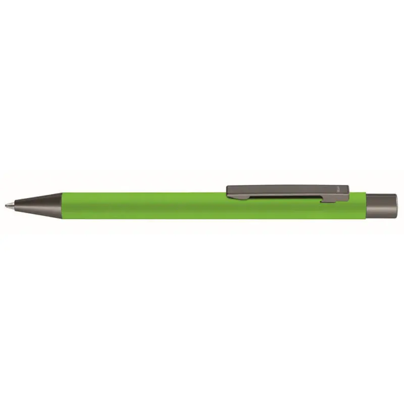 Geradliniger Gummi-Druckkugelschreiber, Hellgrün - Ergonomischer Retractable Ballpoint Pen
