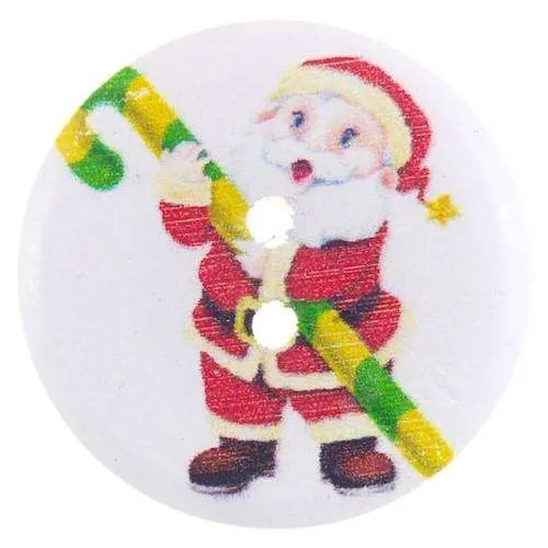 Holzknopf Weihnachts-Nikolaus Bunt 2-Loch – Weihnachtsknopf – HK-362