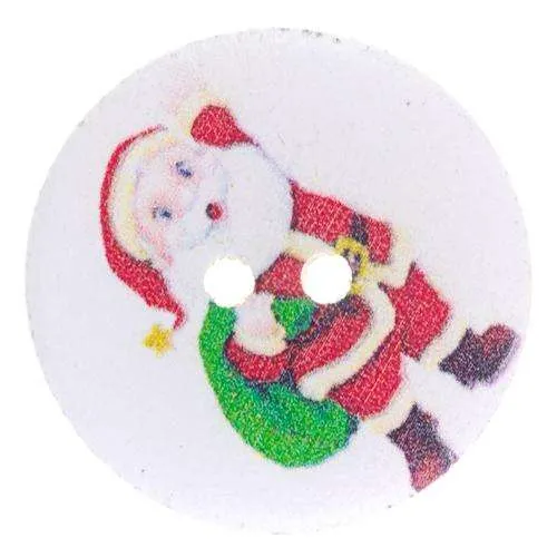 Holzknopf Weihnachts-Nikolaus Bunt 2-Loch – Weihnachtsknopf – HK-361