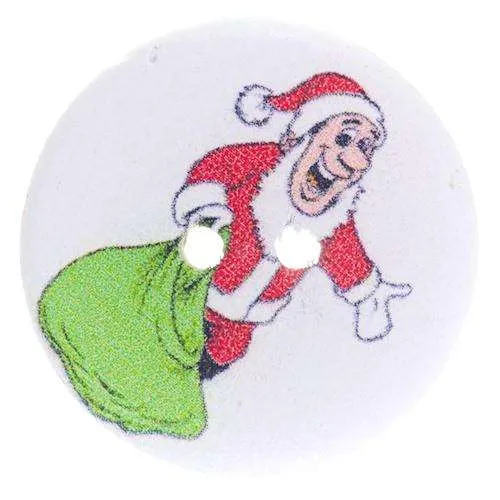 Holzknopf Weihnachts-Nikolaus Bunt 2-Loch – Weihnachtsknopf – HK-357