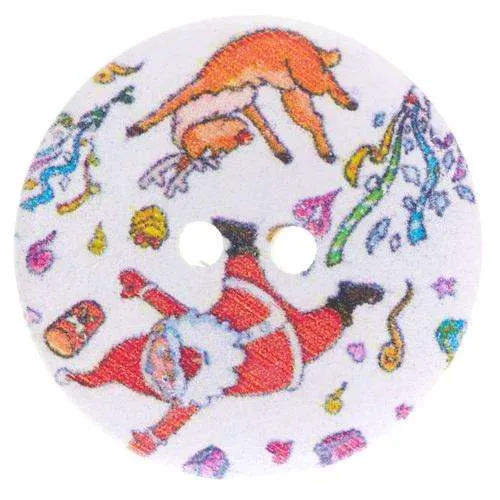 Holzknopf Weihnachts-Nikolaus Bunt 2-Loch – Weihnachtsknopf – HK-354