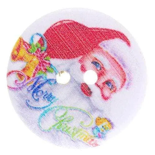 Holzknopf Weihnachts-Nikolaus Bunt 2-Loch – Weihnachtsknopf – HK-350