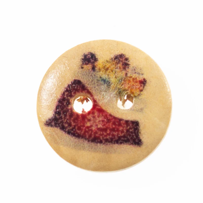 Holzknopf Weihnachts-Nikolaus Creme/Natur 2-Loch – Weihnachtsknopf – HK-136-06