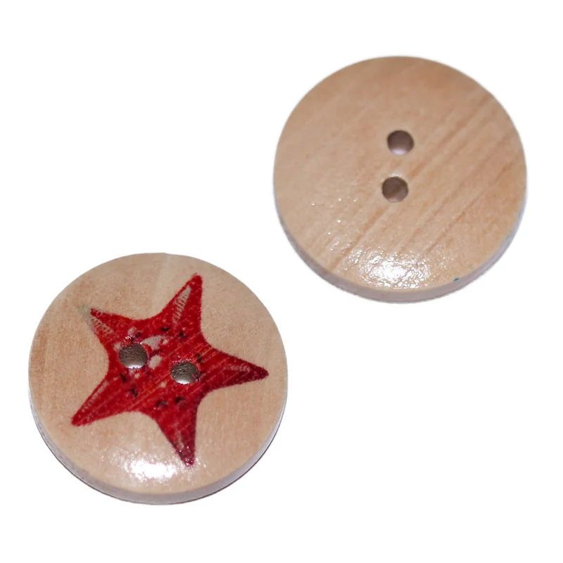 Kinderknopf Stern Rot 20 mm – Holzknopf KK-67-1