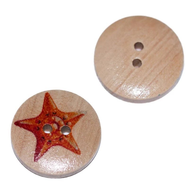 Kinderknopf Stern Orange 20 mm – Holzknopf KK-67-2