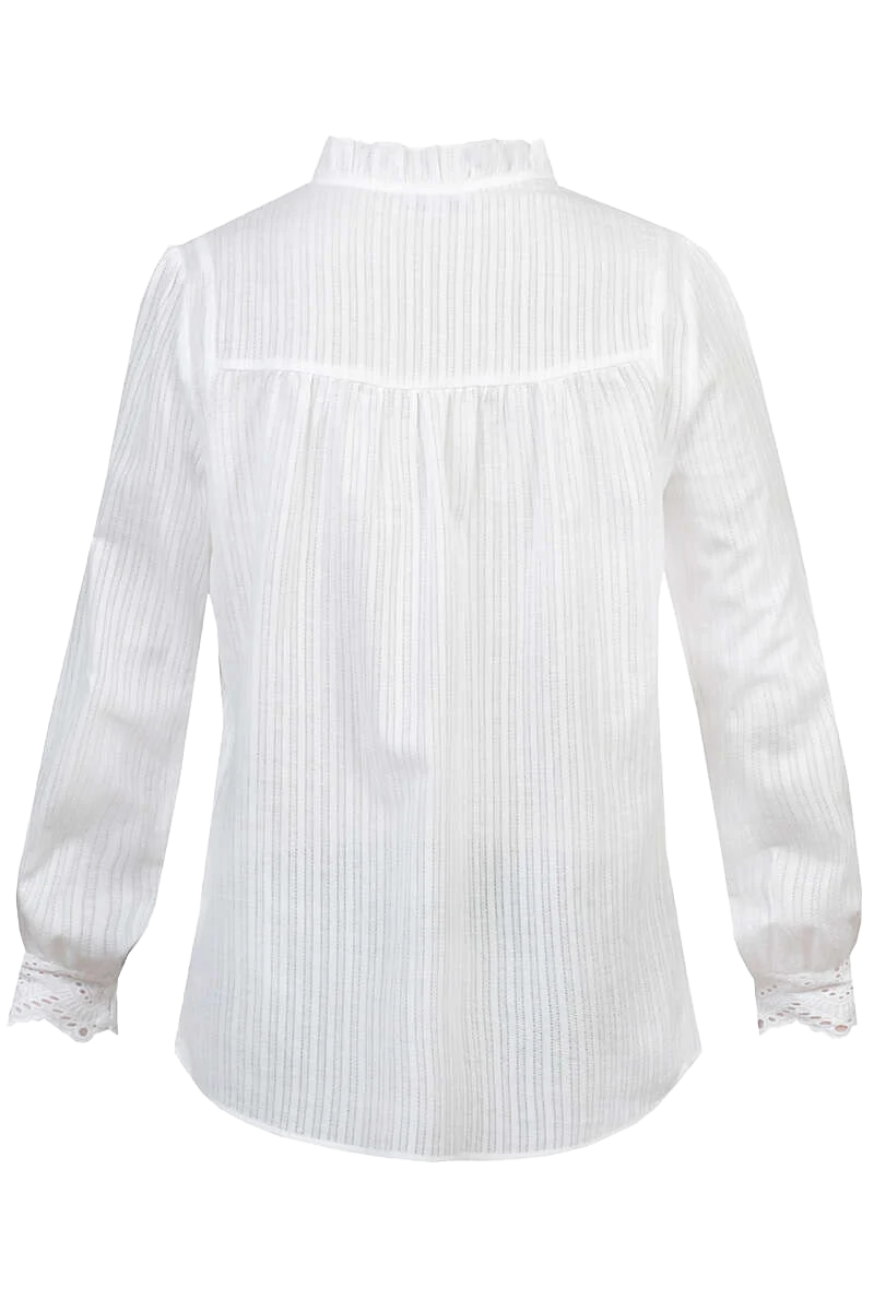 Langärmlige Trachten-Bluse mit Stehkragen